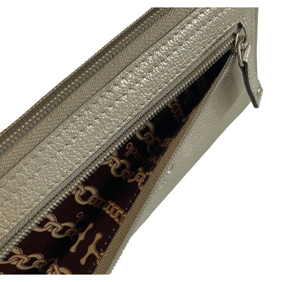 Tignanello Zip Around Wallet Metallic Gold Pebbled Leather - Picture 6 of 8